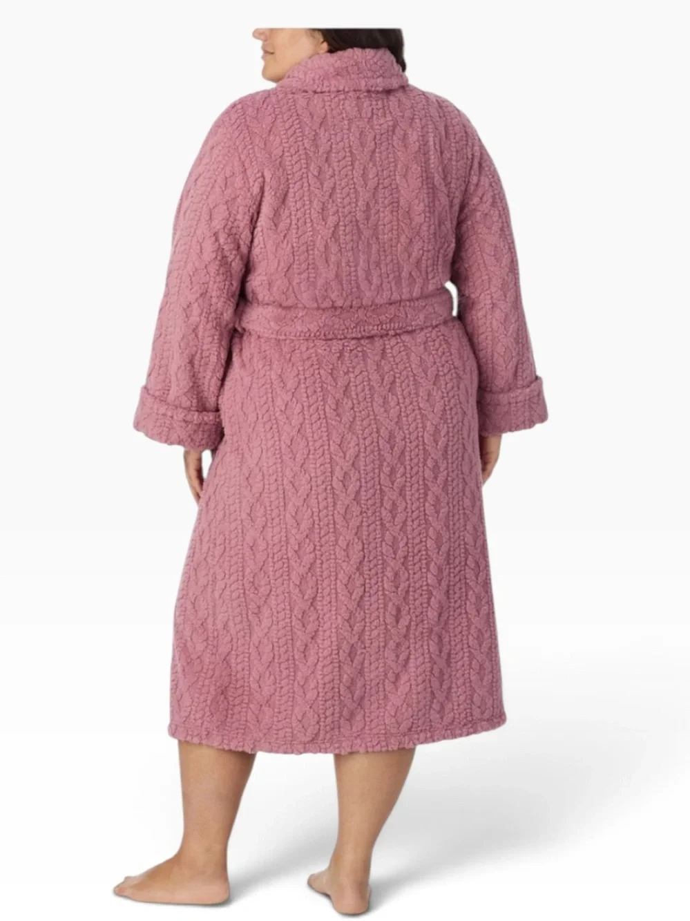 Room Service Cable Knit Cozy Wrap Robe NWOT | Medium Pink Soft Belted Lounge